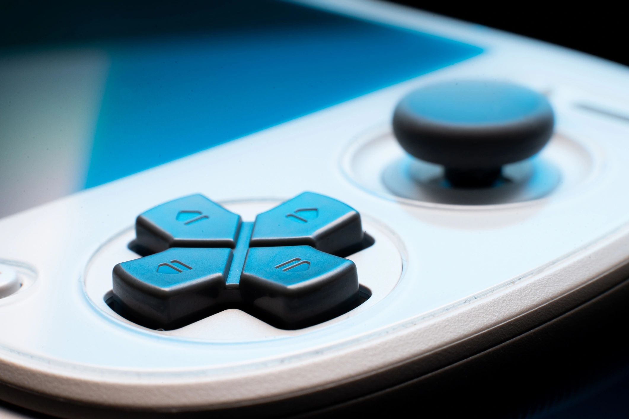 Close-up of game controller buttons and parts